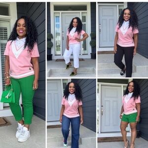 Pink and White Polo Shirt